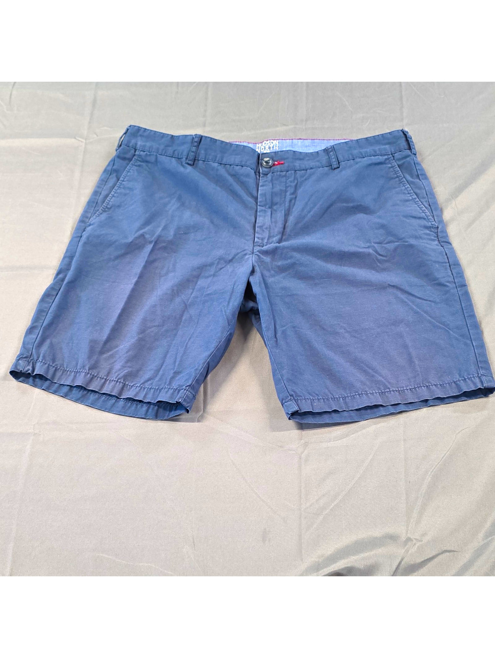 Hudson North Men's 34W Blue Chino Shorts Cotton Flat Front Zip